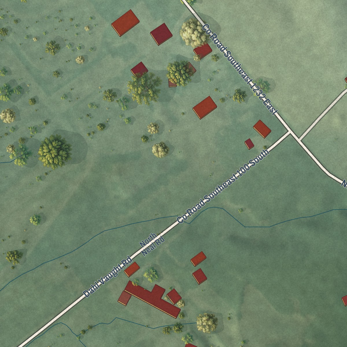 Second close-up of the map of Ragsdale, Indiana print showing more streets and buildings