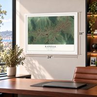 Rainelle, West Virginia map, 18 x 24 inch print in a white frame in a home office