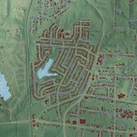 Second close-up of the map of Raleigh, Tennessee print showing more streets and buildings