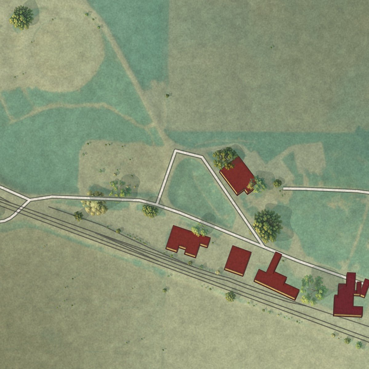 Second close-up of the map of Ralston, Iowa print showing more streets and buildings