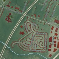 Second close-up of the map of Ramblewood, New Jersey print showing more streets and buildings