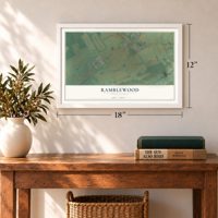 Ramblewood, Pennsylvania map, 12 x 18 inch print in a white frame in an entryway