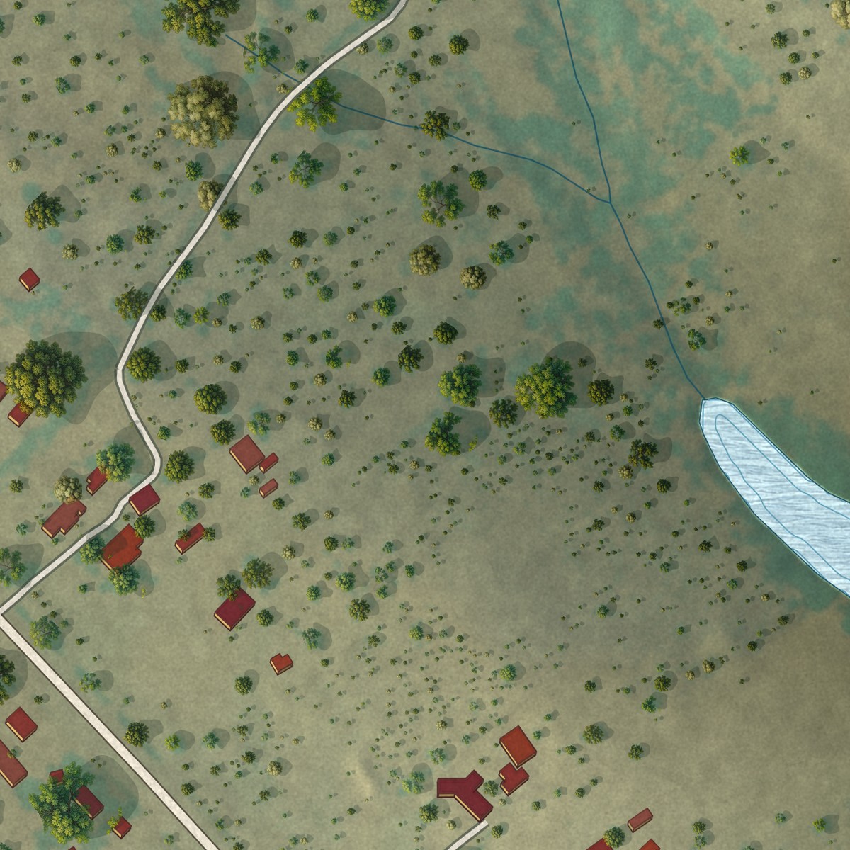 Second close-up of the map of Ramireno, Texas print showing more streets and buildings
