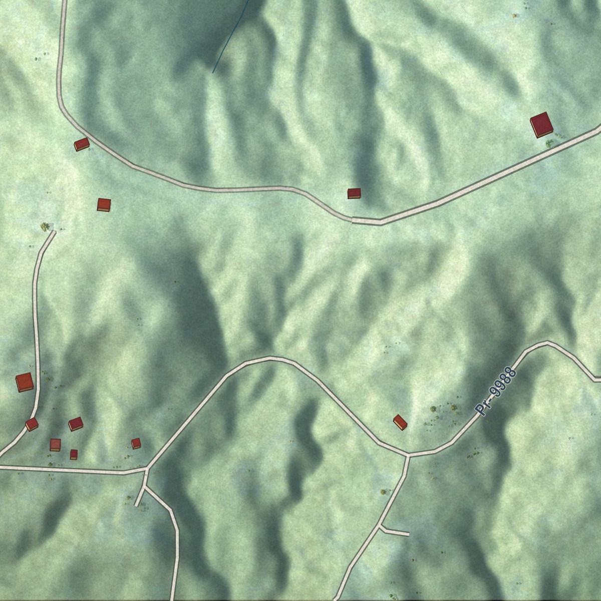 Second close-up of the map of Ramos, Puerto Rico print showing more streets and buildings