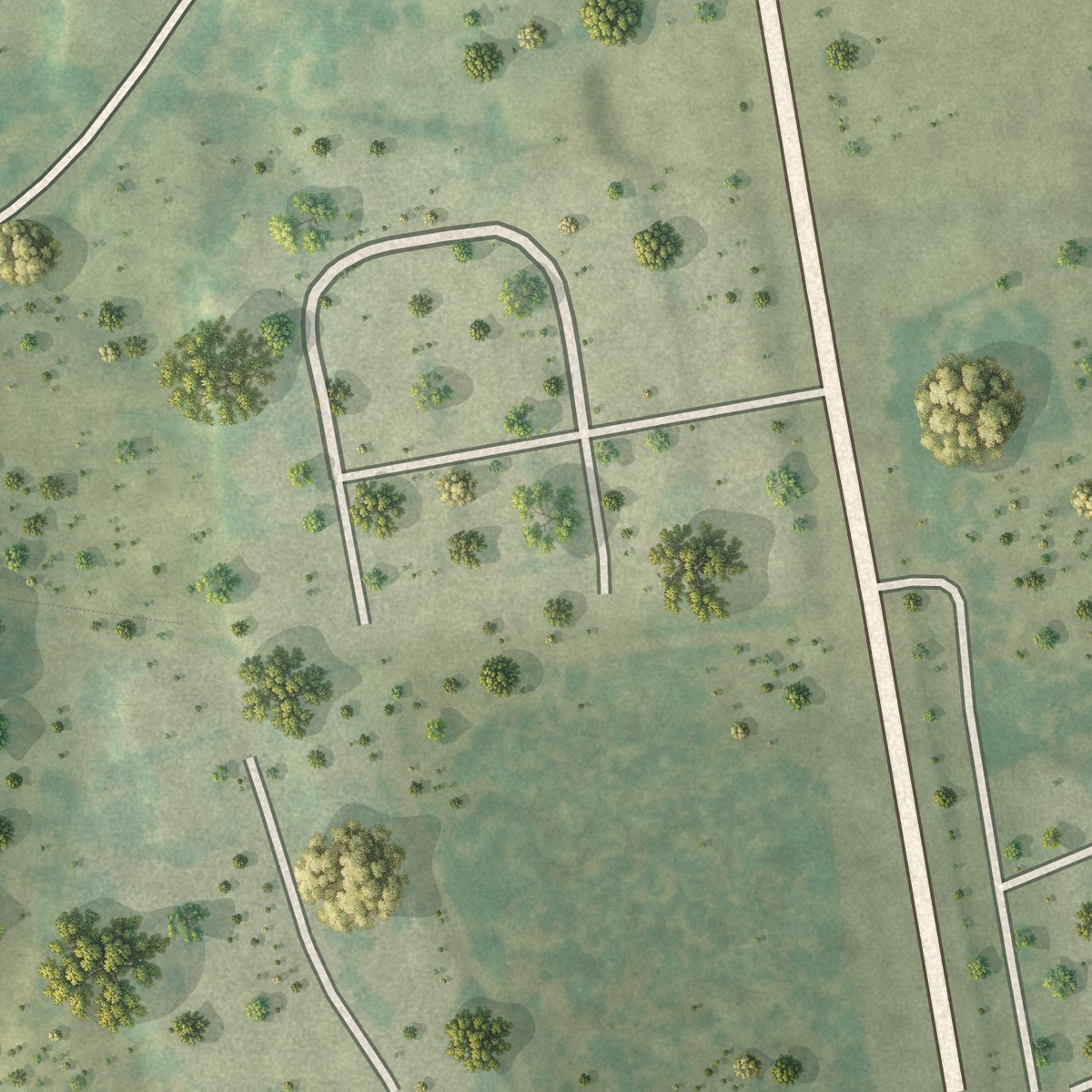 Second close-up of the map of Ramos, Texas print showing more streets and buildings
