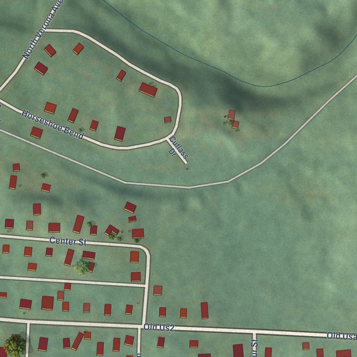 Second close-up of the map of Ramsay, Michigan print showing more streets and buildings