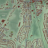 Second close-up of the map of Ramsey, New Jersey print showing more streets and buildings