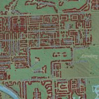 Second close-up of the map of Rancho Mirage, California print showing more streets and buildings