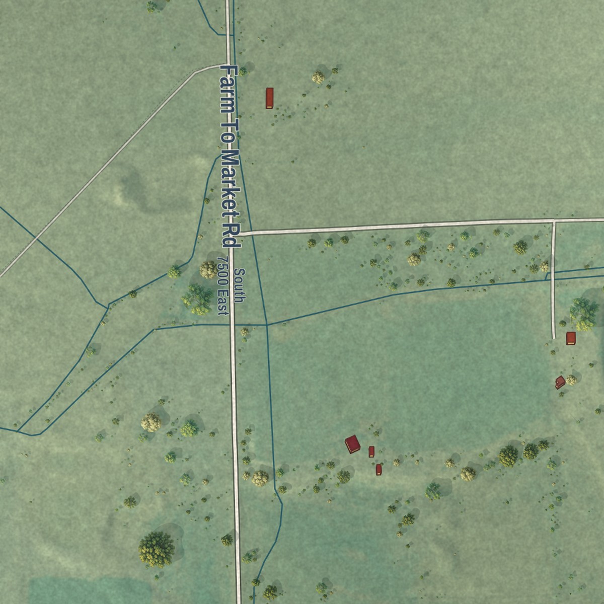 Second close-up of the map of Randlett, Utah print showing more streets and buildings