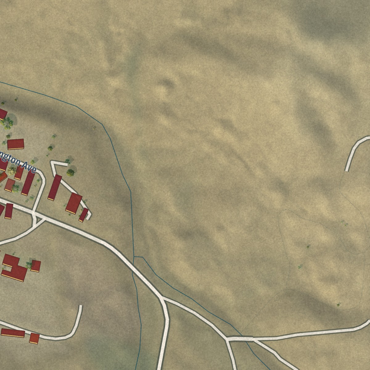 Second close-up of the map of Randsburg, California print showing more streets and buildings