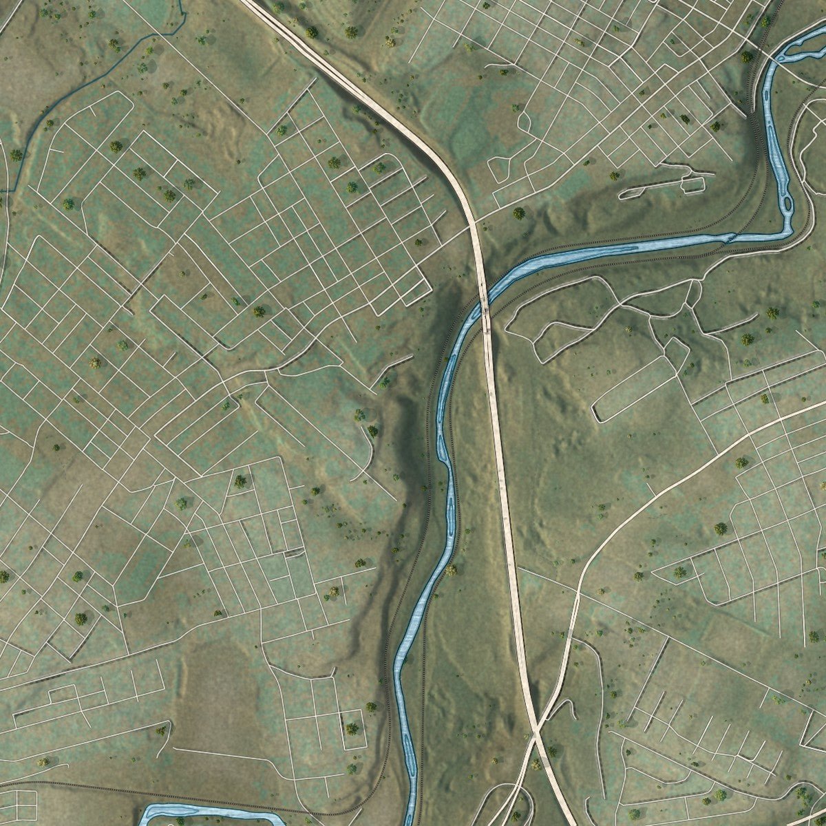 Second close-up of the map of Ransom, Pennsylvania print showing more streets and buildings