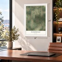 Ransomville, New York map, 18 x 24 inch print in a white frame in a home office