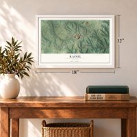 Raoul, Georgia map, 12 x 18 inch print in a white frame in an entryway