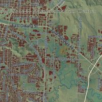 Second close-up of the map of Rapid City, South Dakota print showing more streets and buildings