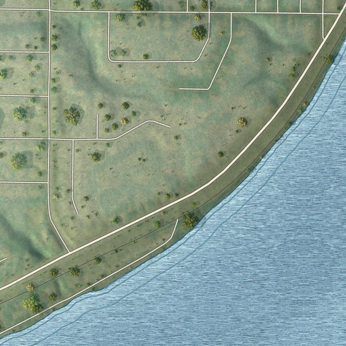 Second close-up of the map of Rapids City, Illinois print showing more streets and buildings