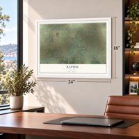 Rapids, New York map, 18 x 24 inch print in a white frame in a home office