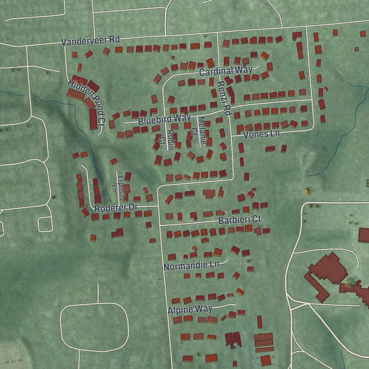 Second close-up of the map of Raritan, Somerset County, New Jersey print showing more streets and buildings