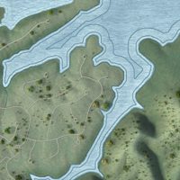 Second close-up of the map of Rarity Bay, Tennessee print showing more streets and buildings