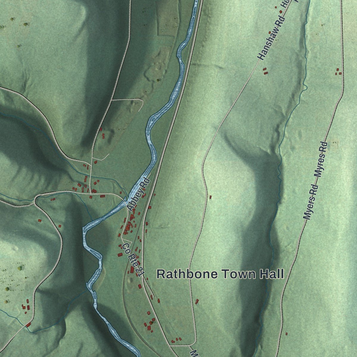 Second close-up of the map of Rathbone, New York print showing more streets and buildings