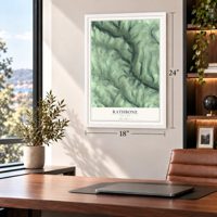 Rathbone, New York map, 18 x 24 inch print in a white frame in a home office
