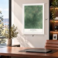 Ravenna, Muskegon County, Michigan map, 18 x 24 inch print in a white frame in a home office