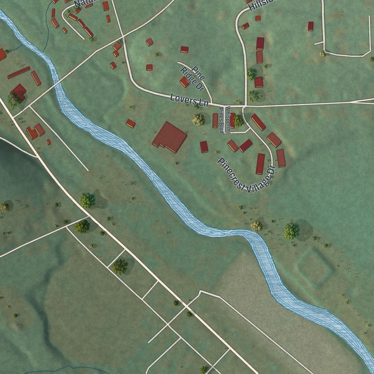 Second close-up of the map of Ravine, Pennsylvania print showing more streets and buildings