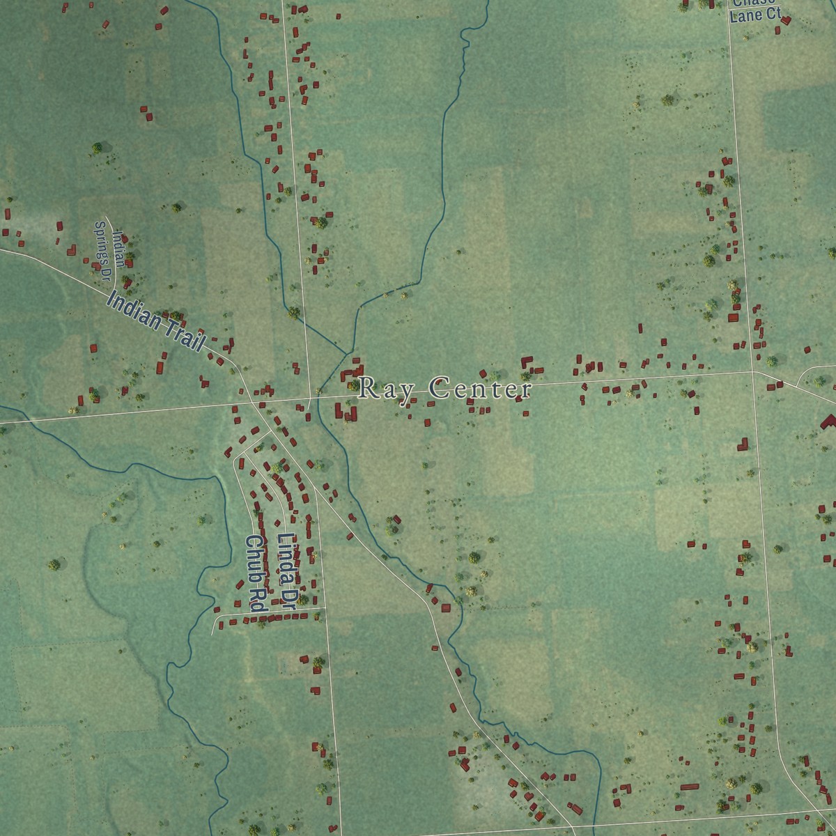 Second close-up of the map of Ray, Michigan print showing more streets and buildings
