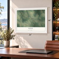 Rayle, Georgia map, 18 x 24 inch print in a white frame in a home office