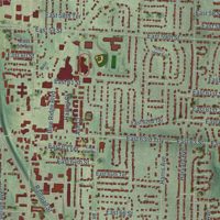 Second close-up of the map of Raytown, Missouri print showing more streets and buildings