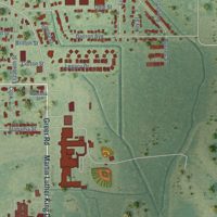Second close-up of the map of Rayville, Louisiana print showing more streets and buildings