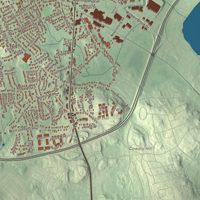 Close-up of the map of Reading, Massachusetts print showing terrain and local geography