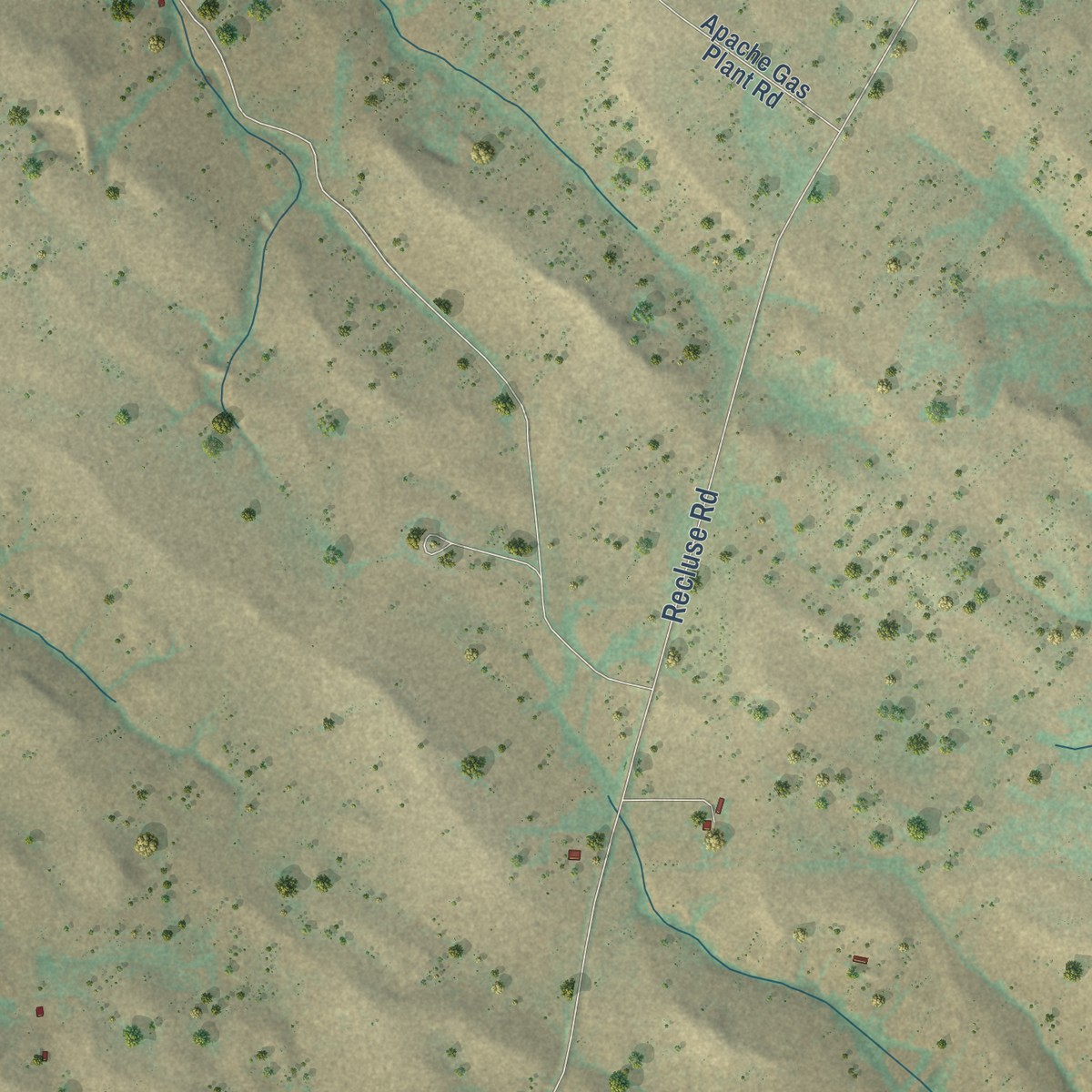 Second close-up of the map of Recluse, Wyoming print showing more streets and buildings