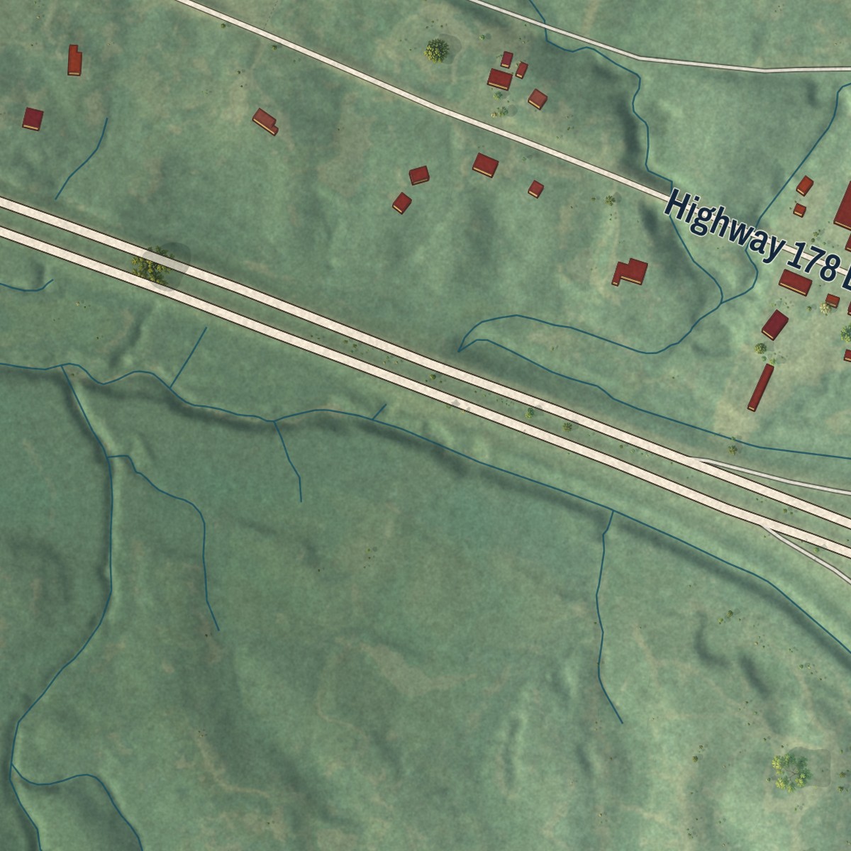 Second close-up of the map of Red Banks, Mississippi print showing more streets and buildings