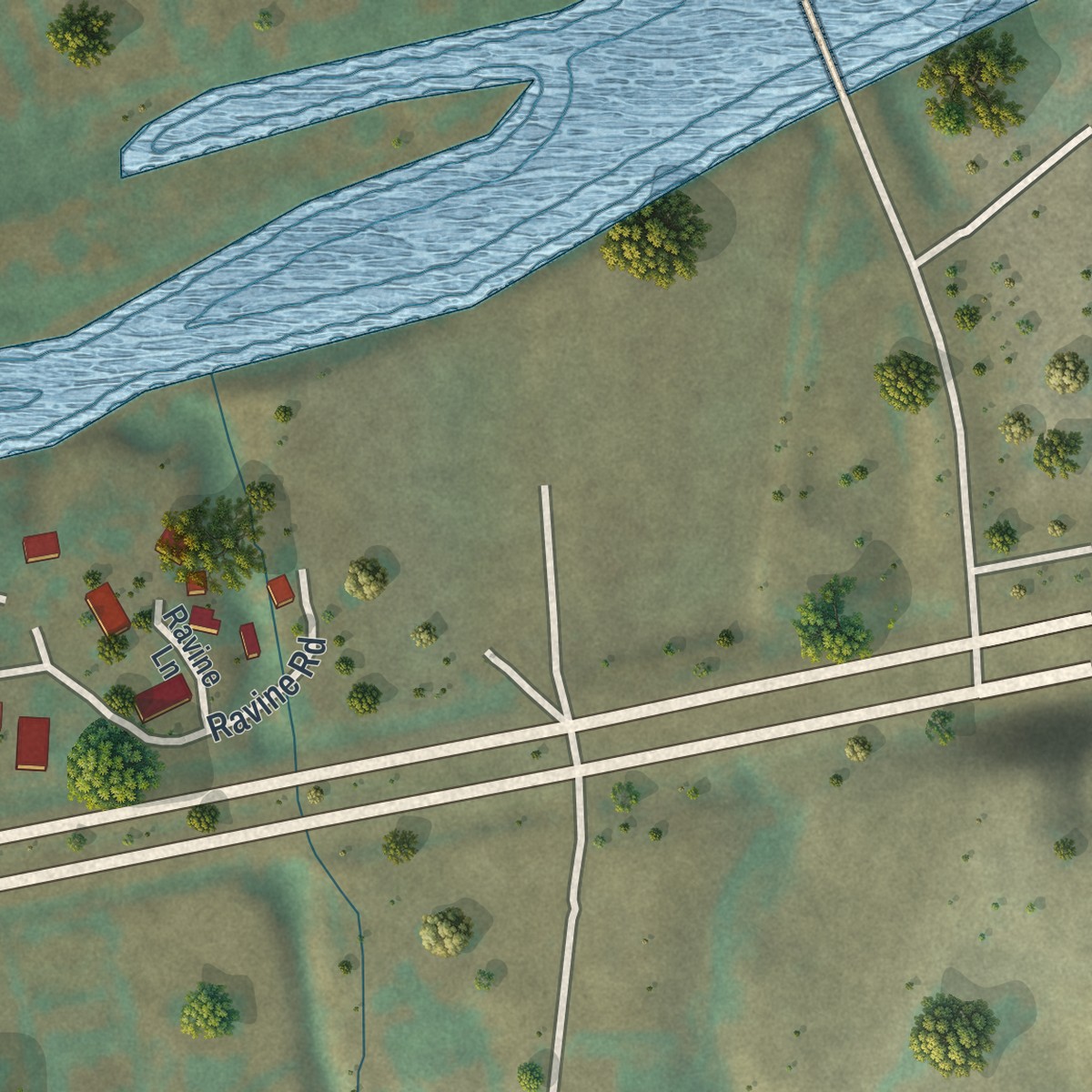 Second close-up of the map of Red Butte, Wyoming print showing more streets and buildings