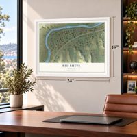 Red Butte, Wyoming map, 18 x 24 inch print in a white frame in a home office