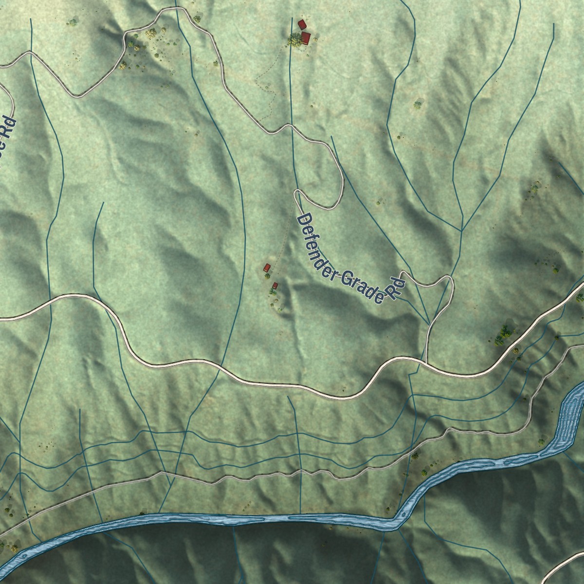 Second close-up of the map of Red Corral, California print showing more streets and buildings