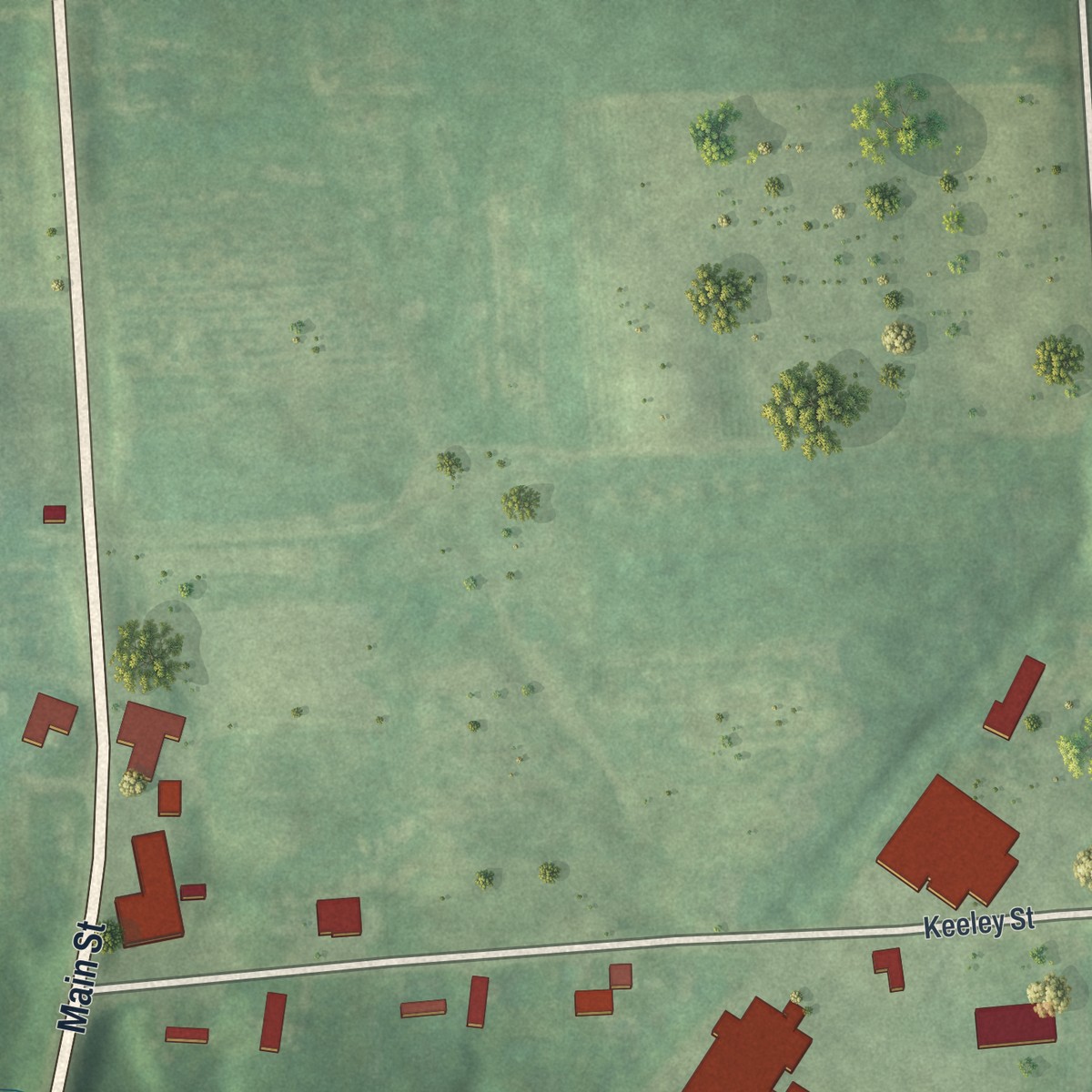 Second close-up of the map of Red Creek, New York print showing more streets and buildings