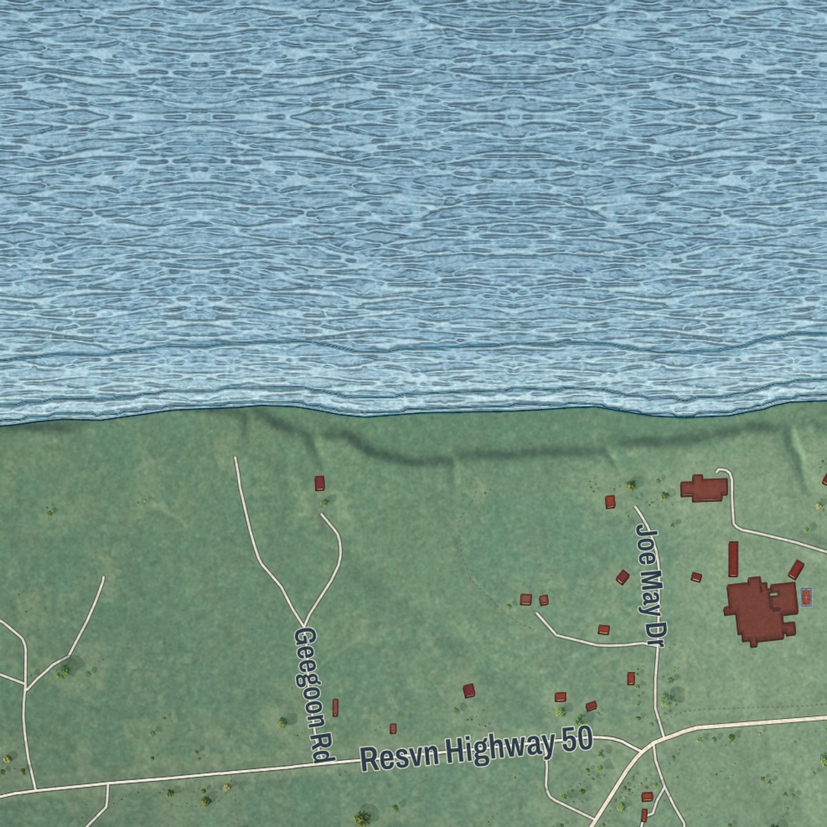 Second close-up of the map of Red Lake, Minnesota print showing more streets and buildings