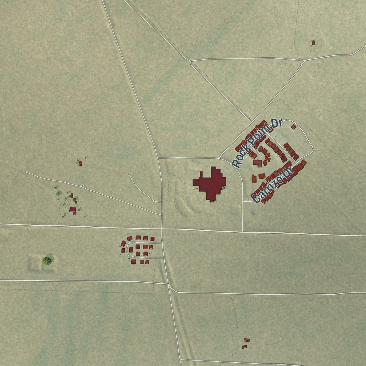 Second close-up of the map of Red Mesa, Arizona print showing more streets and buildings