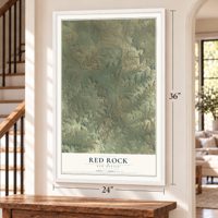 Red Rock, New Mexico map, 24 x 36 inch print in a white frame by a staircase