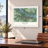Red Wing, Minnesota map, 18 x 24 inch print in a white frame in a home office