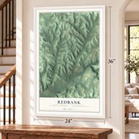 Redbank, Clarion County, Pennsylvania map, 24 x 36 inch print in a white frame by a staircase