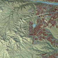 Second close-up of the map of Redding, California print showing more streets and buildings