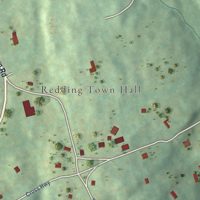 Second close-up of the map of Redding Center, Connecticut print showing more streets and buildings