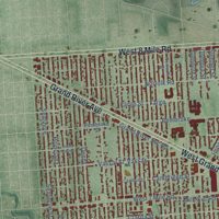 Second close-up of the map of Redford, Michigan print showing more streets and buildings