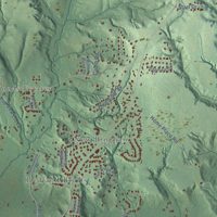 Second close-up of the map of Redland, Alabama print showing more streets and buildings
