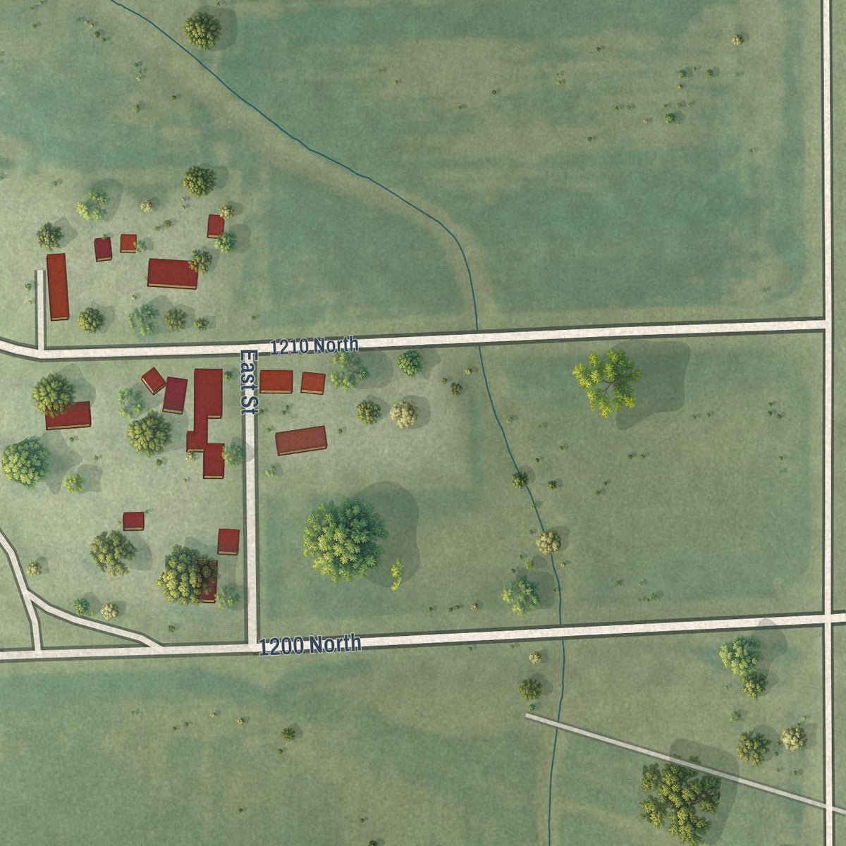 Second close-up of the map of Redmon, Illinois print showing more streets and buildings