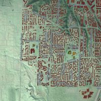 Second close-up of the map of Redmond, Washington print showing more streets and buildings