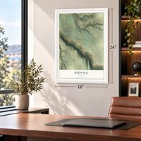 Redvale, Colorado map, 18 x 24 inch print in a white frame in a home office