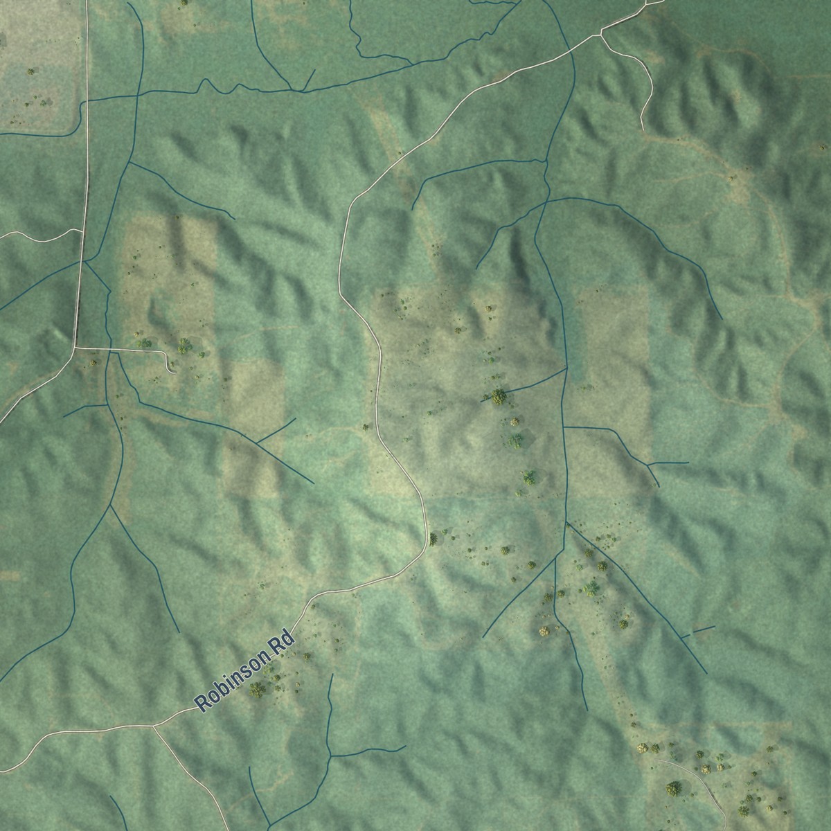 Second close-up of the map of Redwater, Mississippi print showing more streets and buildings